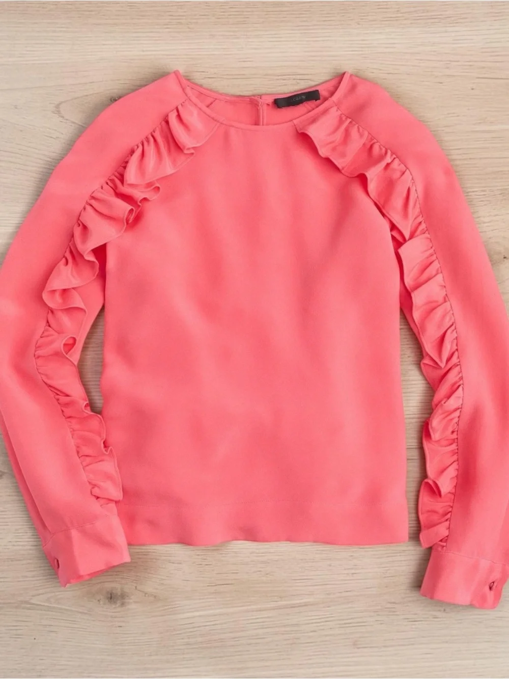 J. Crew Collection Crepe De Chine Top With Ruffle Sleeves Wildflower Pink Sz 0
